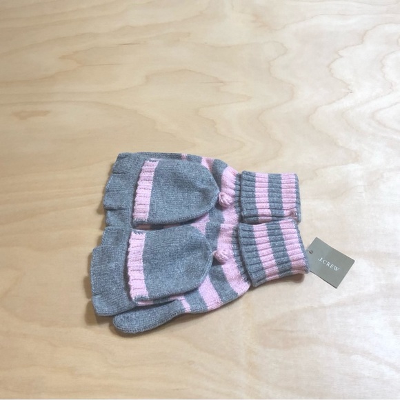 J. Crew Accessories - NWT J Crew Wool Cashmere Fingerless Gloves Gray Pink Outwear Womens One Size.
